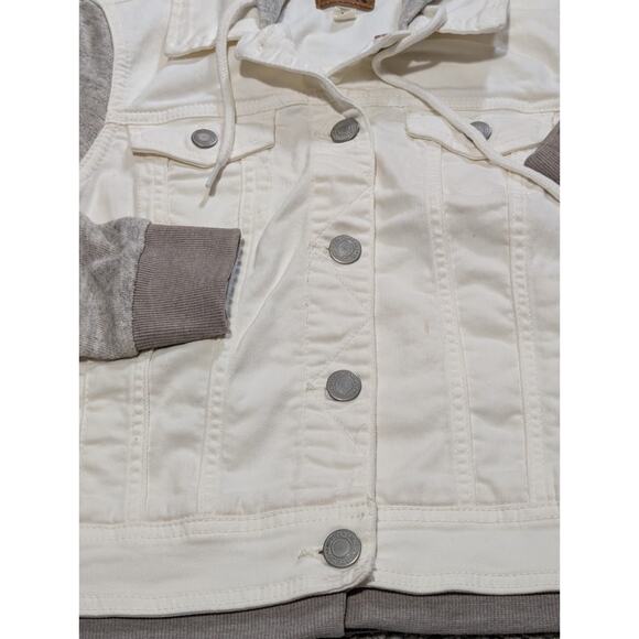 AMERICAN EAGLE WHITE GRAY HOODED JEAN DENIM JACKET SIZE SMALL - Picture 2 of 7